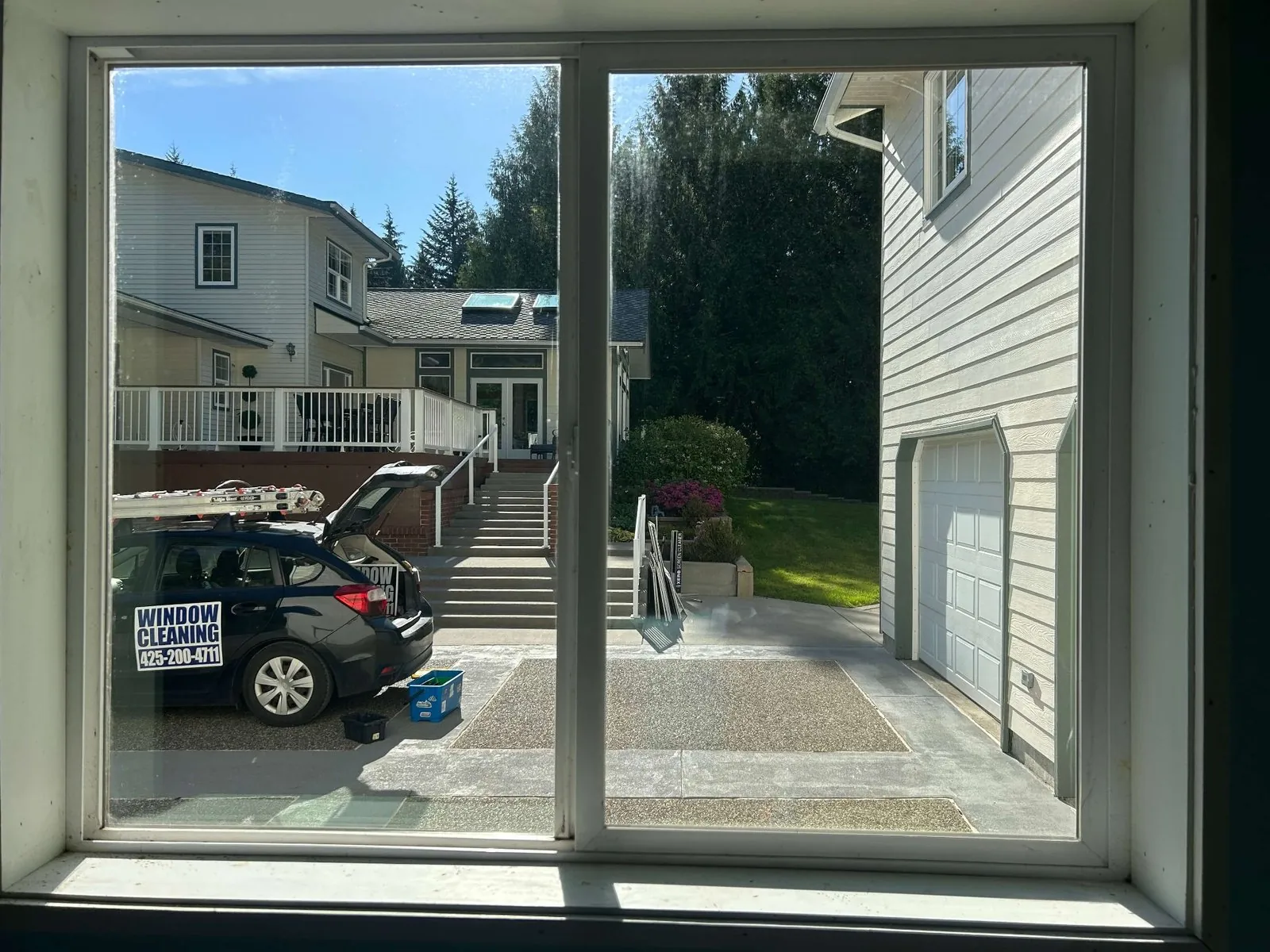 Residential picture window after professional window cleaning