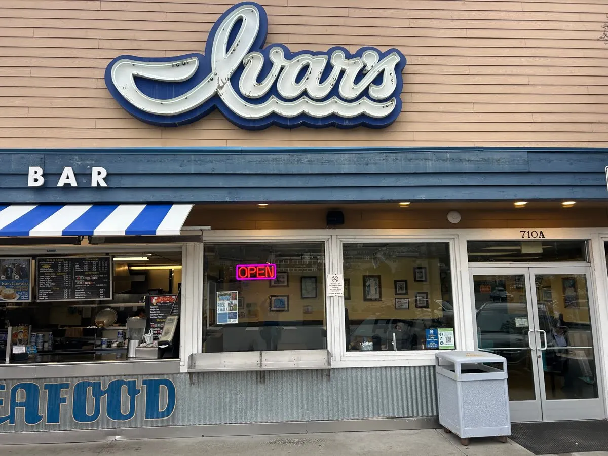 Ivar's Seafood storefront with professionally cleaned windows